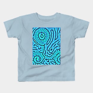 Mosaic Abstract Blues Kids T-Shirt